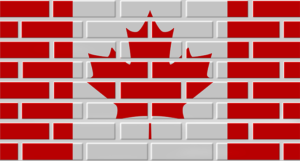 Flag of Canada on the brick wall